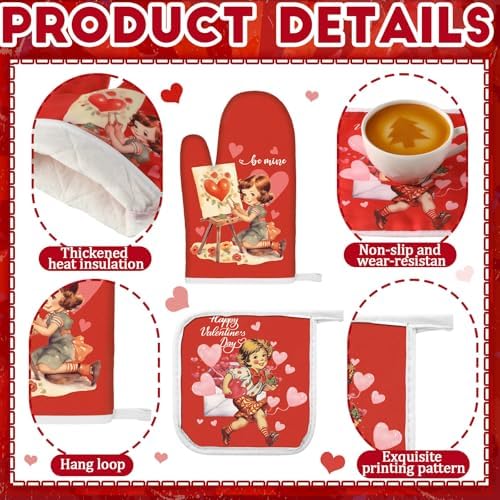 VitalCozy Set of 10 Valentines Kitchen Decor Vintage Kitchen Towels and Rugs Oven Mitts and Pot Holders Absorbent Tea Hand Towels for Accessories Gift - Image 4