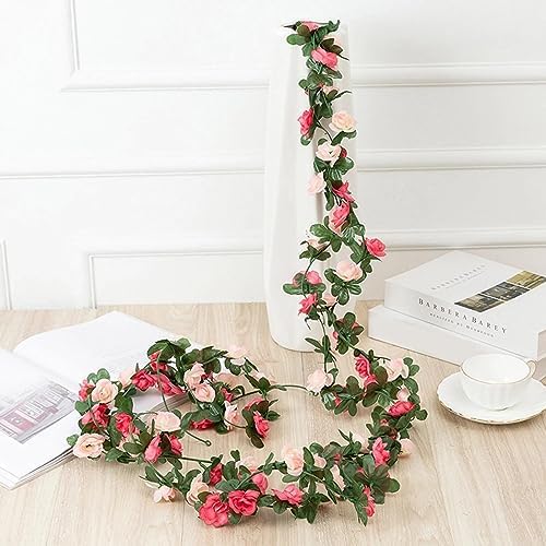 BLEUM CADE 12Pcs 16.4Ft Fake Flower Garland Artificial Rose Vines - Image 5