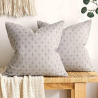 MIULEE Pack of 2 Decorative Burlap Linen Throw Pillow Covers Modern Farmhouse Pillowcase Rustic Woven Textured Cushion Cover for Sofa Couch Bed 20x20 Inch Light Grey by MIULEE