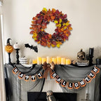 Artificial Fall Leaf Wreath for Front Door – 20" Autumn Wreath with Lifelike Fagus Sylvatica Foliages – Mixed Orange Yellow – Rustic Thanksgiving & Halloween Decoration for Indoor & Outdoor - Image 4