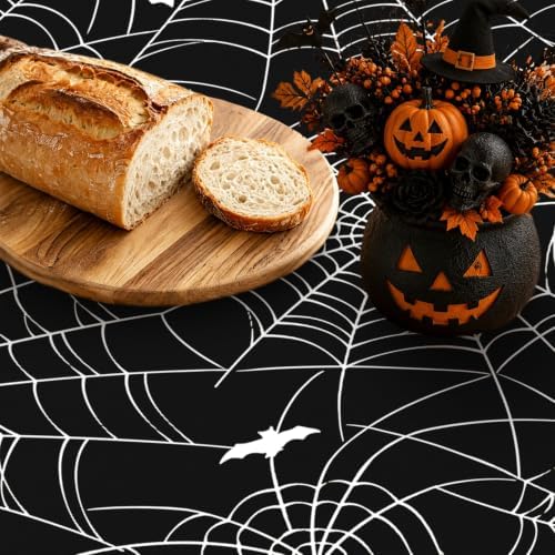 Rectangle Halloween Tablecloth 60x120 Inch, Dots Bow Pumpkin Spider Web Bat Table Cloth, Waterproof Wrinkle Resistant Table Cover for Halloween Decorations Decor - Image 5