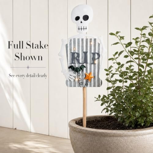 Mud Pie Led Tin Skeleton Yard Stake, Garden Accessories, Seasonal Home Decor, Holiday Giftable Decor - Image 2