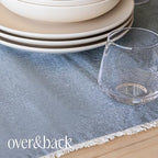 Over&Back 18x90 Woven Frayed Chambray Cotton Table Runner - Washable Table Runners for a Custom Home Decor Tablescape - Hand-Finished Frayed Edges - Coffee Table, Dinner Table, Living Room - Blue - Image 6