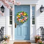 Pinkpuii Spring Wreaths for Front Door 24 Inch Vibrant Spring Summer Wreath with Peonies,Roses,Marigolds,Blueberries & Realistic Fruit Accents (Peach, Lemon)- Ideal for Porch,Entryway,Wall,Window - Image 4