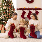 Leumoi 6 Pcs 18 Inch Farmhouse Velvet Christmas Stockings, Large Fashion Burgundy Christmas Fireplace Stockings with Bow Country Rustic Velvet Hanging Decorations for Family Mantel Party Favors - Image 5
