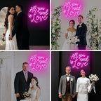 All You Need Is Love Neon Sign, Wedding LED Neon Light, Wedding Party Backdrop Wall Decor Valentine's Day Personalized Gift, Couple Room Light, Bar Home Lamp Party Dorm Living Room-Pink-14"x12" - Image 6