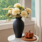 Ceramic Flower Vase Home Decor, 11 in Farmhouse Table Black Vases Rustic Vintage Living Room Kitchen Bedroom Decorations Pottery Decorative Vases for House Shelf Office Coffee Desk Dining Fireplace - Image 2