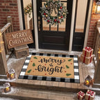 Tinideya 2 Pcs Christmas Door Mat Outdoor Layered Merry Bright Welcome Mat - Image 5
