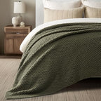 EVERGRACEHOME Chunky Chenille Knit Throw Blanket, 108x92, Olive Green - Image 3