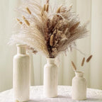 Pampas Grass with Vase Set – 3 Beige White Ceramic Vases with Natural Dried Pampas, Bunny Tails & More – Neutral Farmhouse Decor for Fireplace, Home, Mantel, Entryway, Kitchen & Boho Table Centerpiece by Unknown