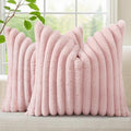 decorUhome Fall Faux Fur Throw Pillow Covers 26x26 Set of 2 Pink by decorUhome