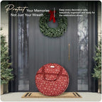 Covermates Wreath Storage Bag, 30" Diameter x 7" H, Red Snowflake - Image 2