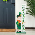 glitzhome 36"H St. Patrick's Wooden Standing Porch Sign, Leprechaun HAPPY ST.PATRICK'S DAY Porch Decor Front Door,Front Porch,Indoor Outdoor Porch Party Decor by Glitzhome