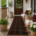 JTJ Easy Jute 2x6 Outdoor Runner Rug, Black & Red Buffalo Plaid, Washable by JTJ