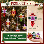 16 Pcs Vintage Glass Christmas Ornament Reflector Decor, Classic - Image 3