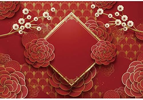 Haoyiyi 10x8ft Chinese Spring Festival Photography Backdrop Mother's Day Paper Cut Red Blossom Flowers Blessing Fu Background for Chinese Lunar New Year Family Reunion Festival Mom Portrait Photo by Unknown