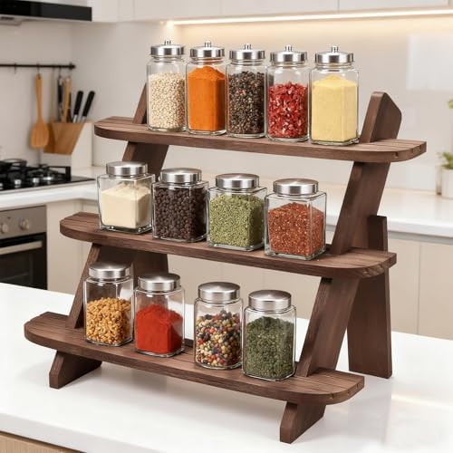 2Pcs Large 3 Tier Wooden Display Stand Wood Cupcake Stands Tool Free, Rustic Risers Dessert Table Display Shelf Spice Rack Organizer Holder, Large Wood Makeup Cologne Perfume Organizer - Image 6