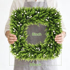 20 Inch Large Boxwood Wreath with White Berries, Spring Summer Artificial Green Wreaths for Front Door Farmhous Wedding Window Hanging Wall All Year Round Indoor & Outdoor - Image 2
