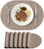 homing Heat Resistant Oval Placemats Set of 6, Light Brown by homing