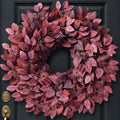 26" Artificial Hibiscus Leaves Fall Wreath for Front Door Decor(Autumn Red) by FOTEEWL