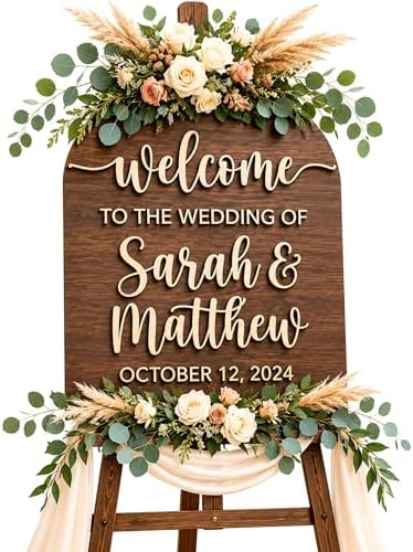 Personalized Modern Minimalist Arch Wedding Welcome Sign - Custom 3D Wood Vertical Arched Entrance Board for Boho, Garden or Contemporary Venue - Multiple Sizes by AydansUniqueFinds