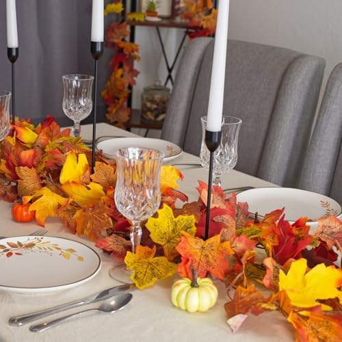 CQURE 12 Pack Fall Leaf Garland, 5.9Ft Artificial Maple Leaf Garland Fall Leaves Autumn Hanging Vines Maple Leaves Thanksgiving Decor for Home Wedding Fireplace Party - Image 2