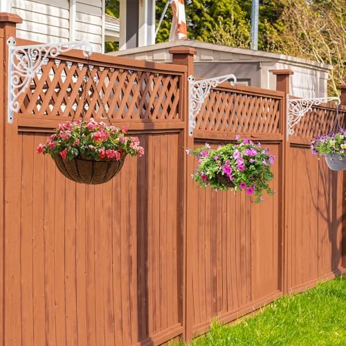 2 Pack Cast Iron Hanging Plant Bracket 12" Outdoor Wall Plant Hangers Hooks Heavy Duty Hanging Bracket Hooks Vintage Decorative Wall Hangers for Pots Bird Feeder Wind Chime Lantern (White) - Image 5
