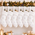 CARAKNOTS White Christmas Stockings 6 Pack, Large Faux Fur Silver Snowflake by CARAKNOTS