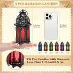 Mumufy 6 Pcs Moroccan Lantern Ramadan Lantern Eid Mubarak Decor, Black - Image 3
