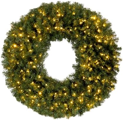 Elf Stor Indoor/Outdoor Prelit Large Christmas Wreath, Green, 48” by ElfStor