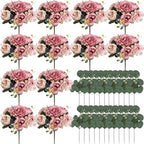 12 Bundles Dusty Pink Peonies Artificial Flowers for Centerpieces by Nagobi