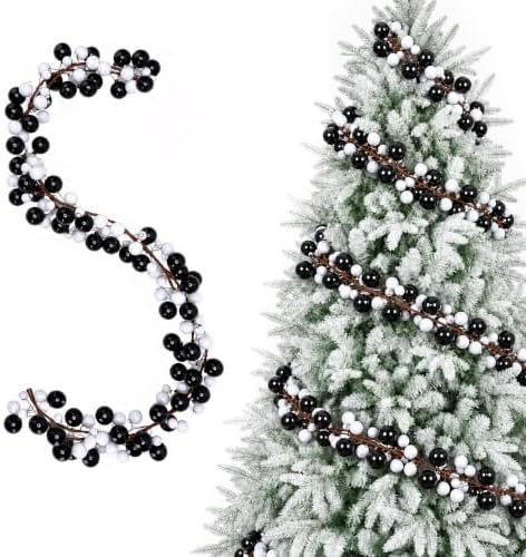 9ft Black White Christmas Ball Garland Ornaments, Gothic Xmas Tree Garland by LFUTARI