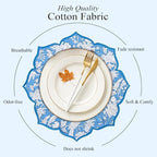 CPC Blue Sapphire Block Print Cotton Floral Placemat 15x15 Inch, Set of 4 - Image 2