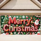 Traditional Christmas Garage Door Banner 16x7 Ft - Merry Christmas with Classic Decor for Double Car Garage Outdoor Indoor Holiday Decor - Image 2