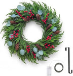 Artificial Norfolk Pine Christmas Wreath 24" Full Design with Door Hanger by Unknown