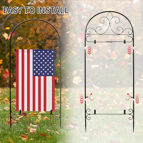 Garden Flag Holder Stand Yard Flag Holder Metal Flag Stand Outdoor Flag Pole Holder for Outside House Seasonal Garden Flag Stake for Lawn Holiday Decor with 2 Stoppers and 2 Anti-Wind Clips - Image 7