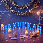 Ganeen 8 Pcs Hanukkah LED Letter Lights Battery Powered Blue Marquee Sign by Ganeen