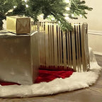 Haute Decor 54 Inch Diameter Large Dark Red Velvet Tree Skirt with Hi-Pile White Border - Classic Extra Large Size Plush Christmas Tree Skirt - Image 4