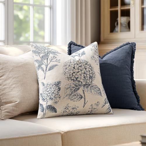 Set of 2 Decorative Floral Pillow Covers 22x22 Inch Light Blue - Image 3