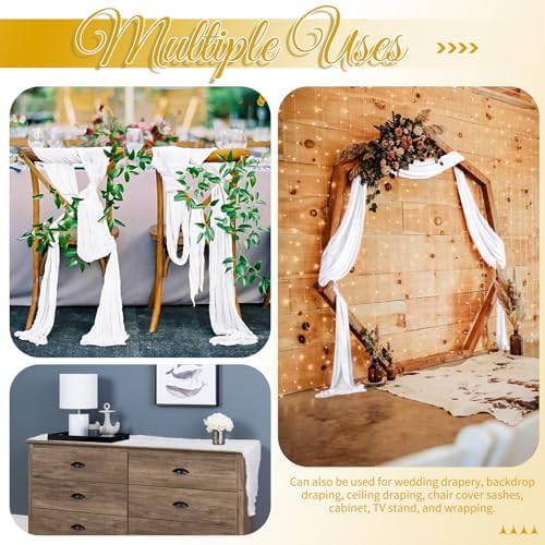 16 Pack White Table Runner 10FT Cheesecloth Table Runner Boho Gauze Table Runners Long Rustic Sheer Fabric Table Runners for Wedding Party Bridal Shower Farmhouse & Home Decor - Image 5