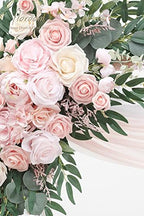Floroom Arch Flowers with Drapes Kit (Pack of 4) - 2pcs Artificial Blush Pink Floral Swag Arrangement with 2pcs Draping Fabric for Wedding Ceremony Arbor and Reception Backdrop Decoration - Image 5