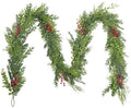 9FT Real Touch Artificial Cedar and Eucalyptus Garland with Vibrant Accent Berries - Flexible Greenery Decor for Mantel, Staircase, Banister, Doorway by GOVIRAYE