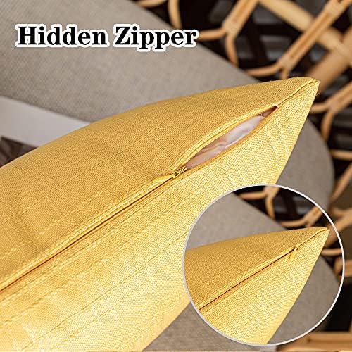 Kevin Textile Outdoor Waterproof 24”x24” Pillow Covers 2 Pack, Yellow - Image 3