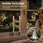 Flameless Taper Candles with Silver Holders & Sensor Dusk to Down - Image 4