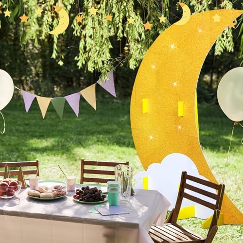 CroBlissful 5.9 ft Large Moon Standup Party Decor Gold Moon Decoration - Image 6