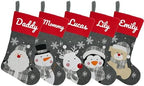 Set of 5, 18" Dia Personalized Gray Christmas Stockings with Embroidery Names, with Holders,Quality Thick Fleece Material Stockings for Family Décor(Set of 5-A) by YourBestMemory