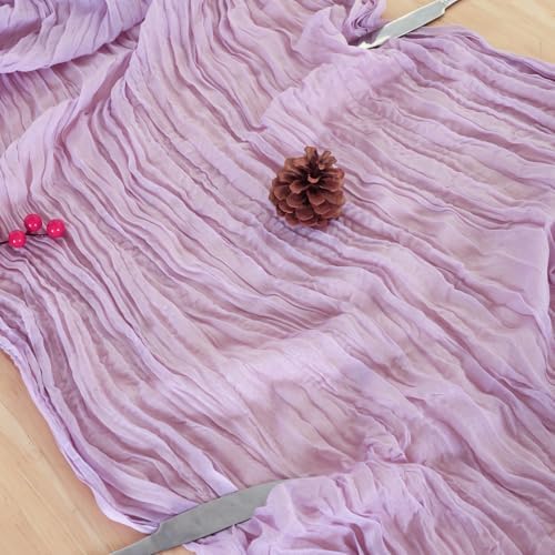 6 Pack Lilac Purple Cheesecloth Table Runner 120 Inch Boho Wedding Decor - Image 6