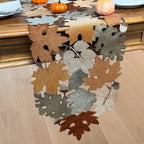 KEVA Fall Table Runner 108inches Long, Autumn Maple Leaves Velvet Table Runner 14x108 inch for Thanksgiving Kitchen Table Decoration, Harvest Embroidered Table Decoration - Image 3