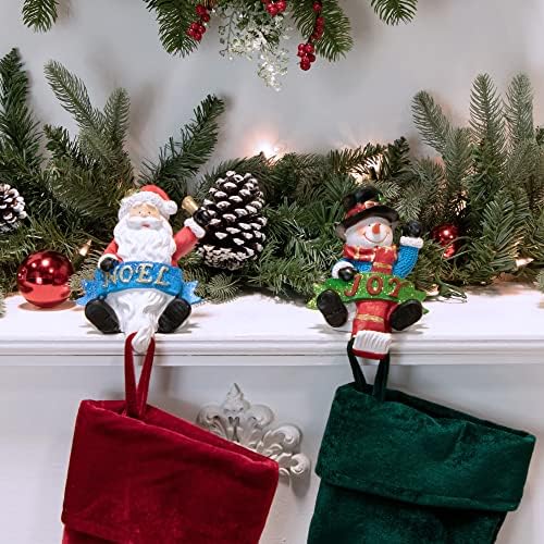 Northlight Santa Noel and Snowman Joy Glitter Christmas Stocking Holders - 5" - Set of 2 - Image 3