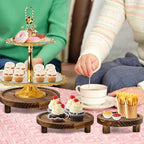8PCS Wooden Risers for Display Wood Cake Stand for Party Round Food Risers for Buffet Wooden Holder Rustic Riser for Decor Tiered Tray Decor Home Kitchen (Rustic, 8 PCS (10", 8”, 6”, 5”)) - Image 4